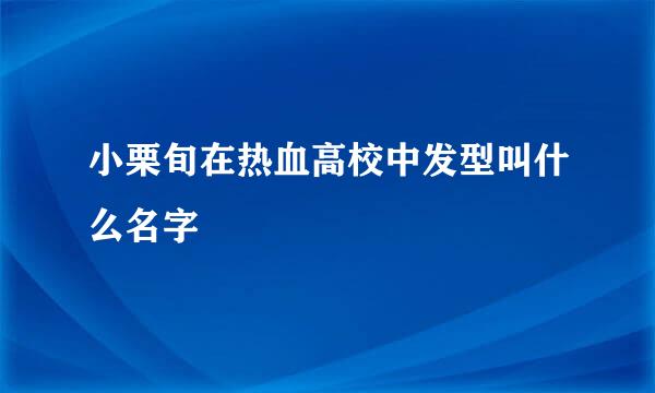 小栗旬在热血高校中发型叫什么名字