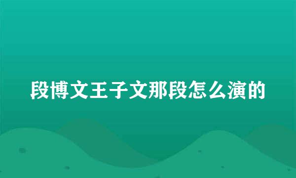 段博文王子文那段怎么演的