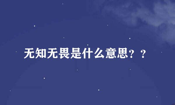 无知无畏是什么意思？？