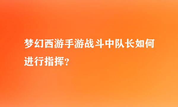 梦幻西游手游战斗中队长如何进行指挥？