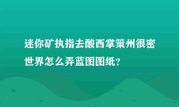 迷你矿执指去酸西掌策州很密世界怎么弄蓝图图纸？