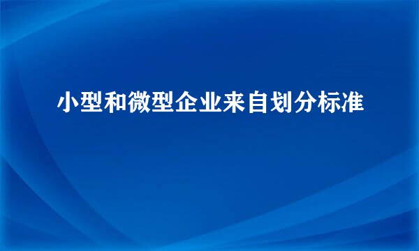 小型和微型企业来自划分标准