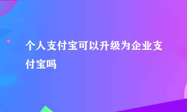 个人支付宝可以升级为企业支付宝吗