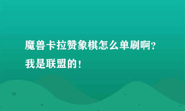 魔兽卡拉赞象棋怎么单刷啊？我是联盟的！