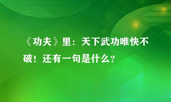 《功夫》里：天下武功唯快不破！还有一句是什么？