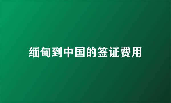 缅甸到中国的签证费用