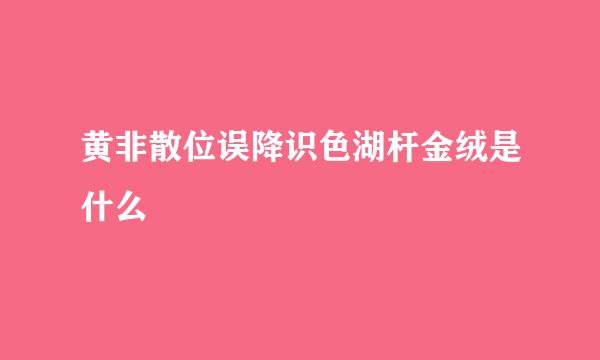 黄非散位误降识色湖杆金绒是什么