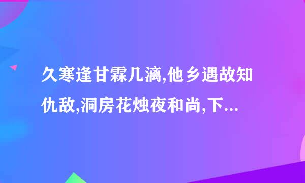 久寒逢甘霖几漓,他乡遇故知仇敌,洞房花烛夜和尚,下象玉代演留肥一句什么？