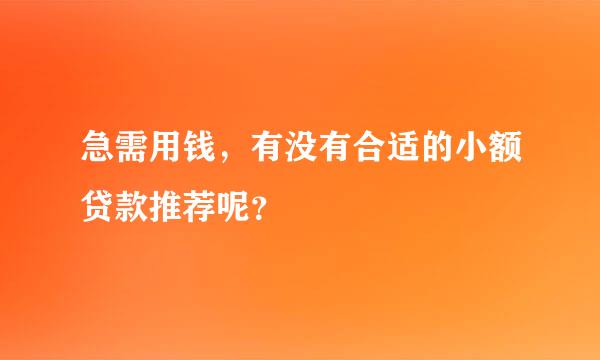 急需用钱，有没有合适的小额贷款推荐呢？