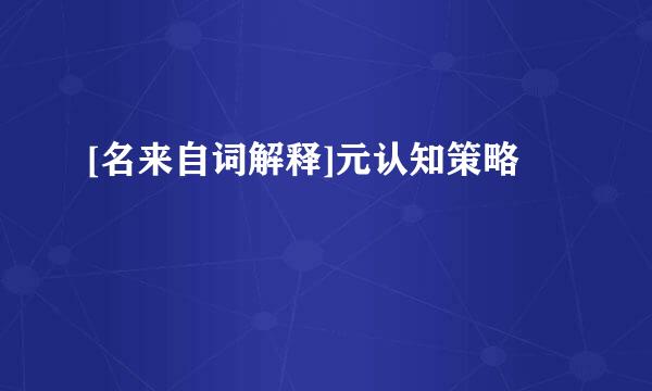 [名来自词解释]元认知策略