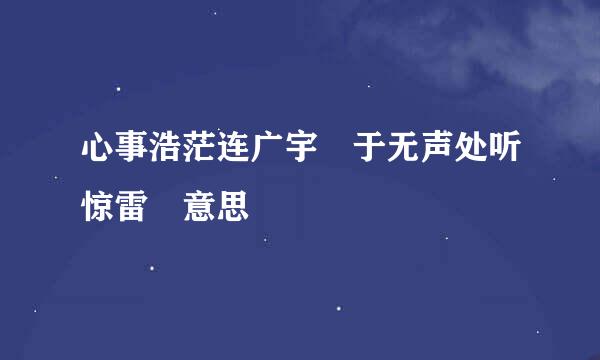 心事浩茫连广宇 于无声处听惊雷 意思