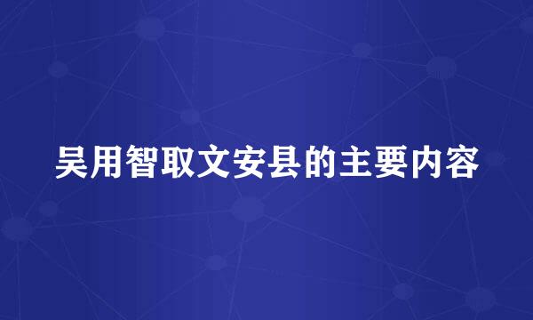 吴用智取文安县的主要内容