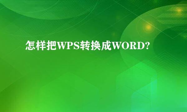 怎样把WPS转换成WORD?