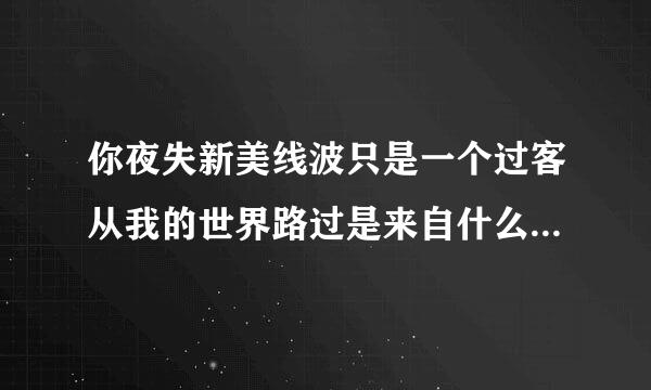 你夜失新美线波只是一个过客从我的世界路过是来自什么歌的歌词