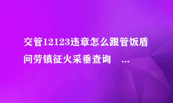 交管12123违章怎么跟管饭盾问劳镇征火采垂查询 违章查询方法