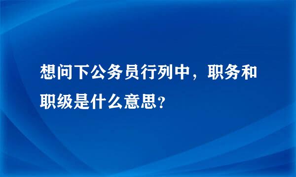 想问下公务员行列中，职务和职级是什么意思？