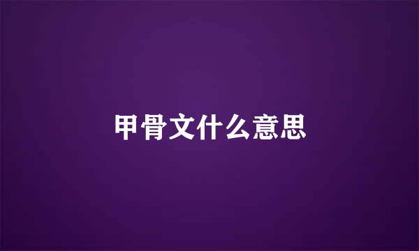 甲骨文什么意思