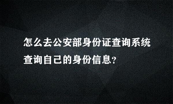 怎么去公安部身份证查询系统查询自己的身份信息？