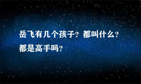 岳飞有几个孩子？都叫什么？都是高手吗？