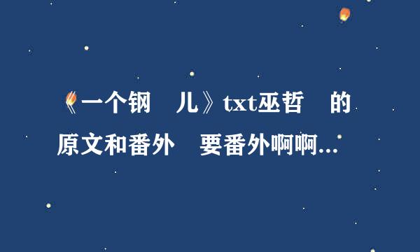 《一个钢镚儿》txt巫哲 的原文和番外 要番外啊啊啊！百度云