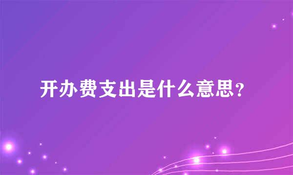 开办费支出是什么意思？