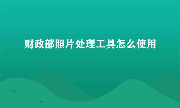 财政部照片处理工具怎么使用