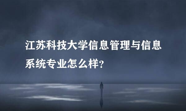 江苏科技大学信息管理与信息系统专业怎么样？