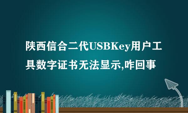 陕西信合二代USBKey用户工具数字证书无法显示,咋回事