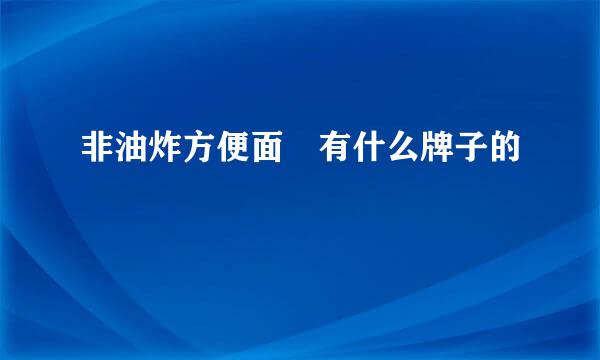 非油炸方便面 有什么牌子的