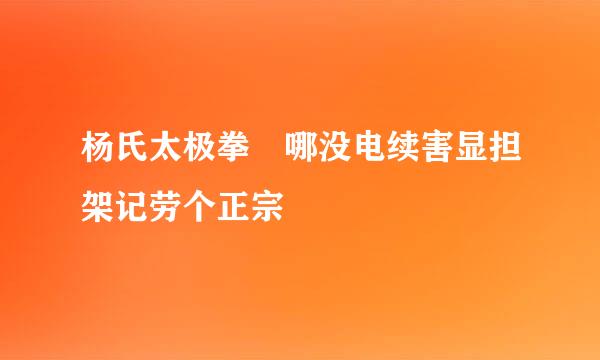 杨氏太极拳 哪没电续害显担架记劳个正宗