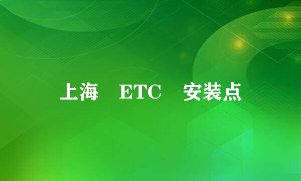 上海 ETC 安装点