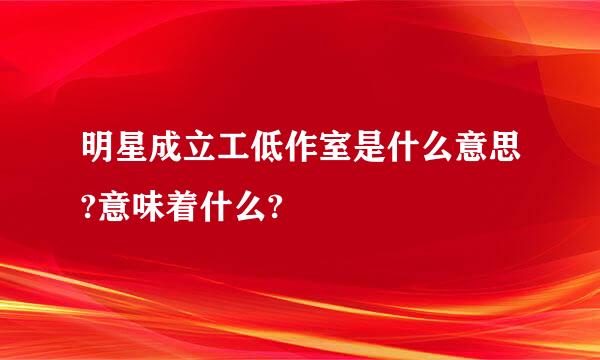 明星成立工低作室是什么意思?意味着什么?