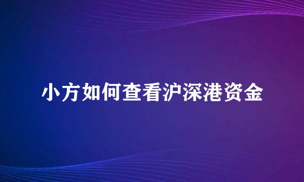 小方如何查看沪深港资金