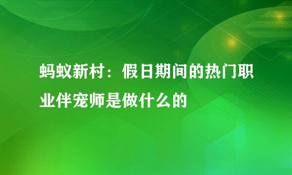 蚂蚁新村：假日期间的热门职业伴宠师是做什么的