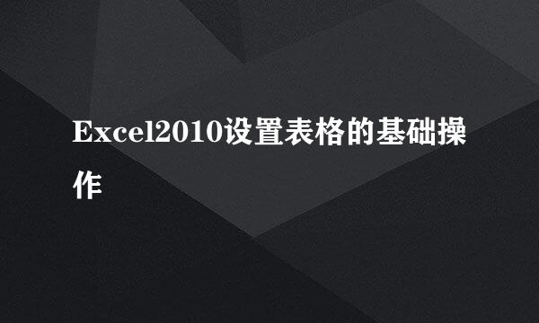 Excel2010设置表格的基础操作