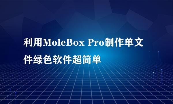 利用MoleBox Pro制作单文件绿色软件超简单