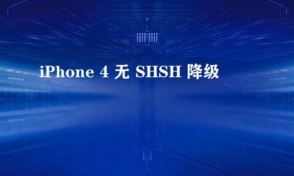 iPhone 4 无 SHSH 降级