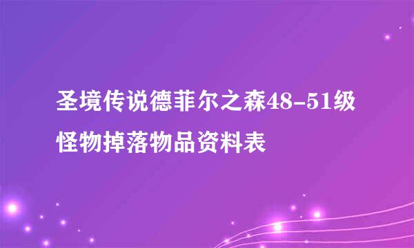 圣境传说德菲尔之森48-51级怪物掉落物品资料表