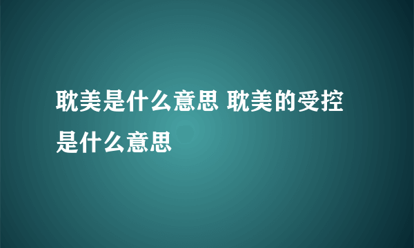 耽美是什么意思 耽美的受控是什么意思