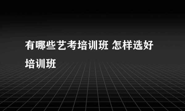 有哪些艺考培训班 怎样选好培训班