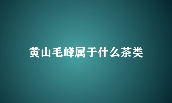 黄山毛峰属于什么茶类