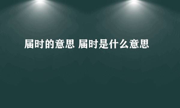 届时的意思 届时是什么意思