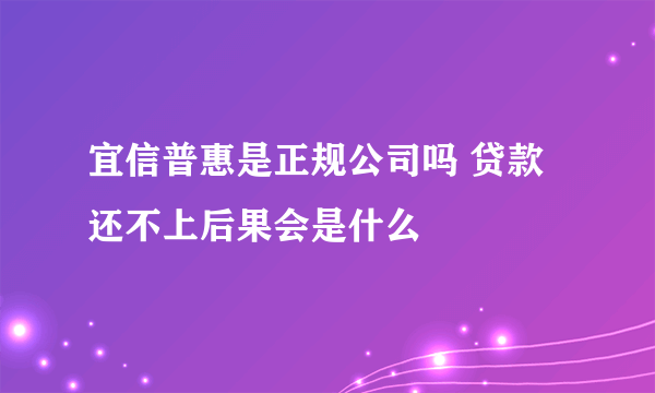 宜信普惠是正规公司吗 贷款还不上后果会是什么