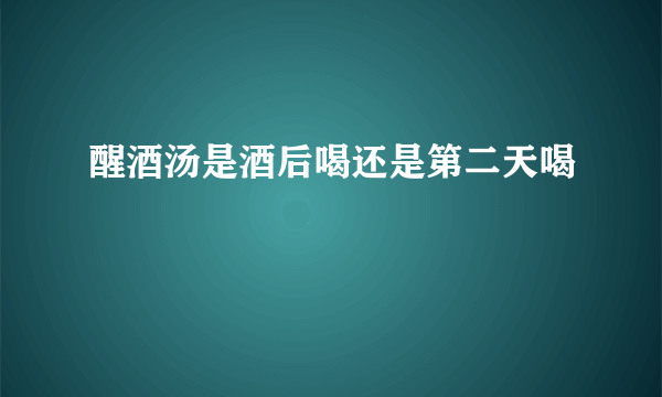 醒酒汤是酒后喝还是第二天喝