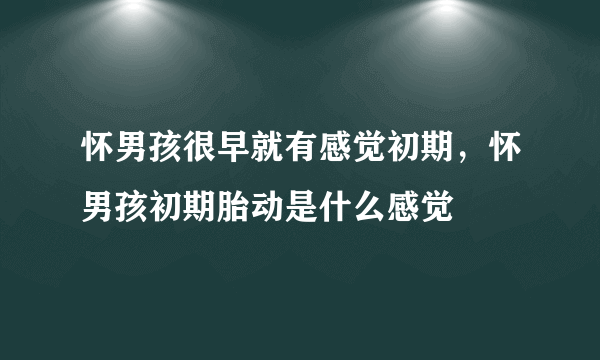 怀男孩很早就有感觉初期，怀男孩初期胎动是什么感觉