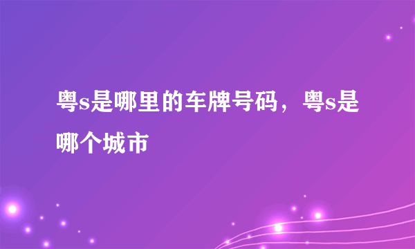 粤s是哪里的车牌号码，粤s是哪个城市