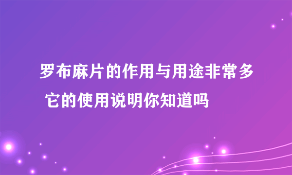 罗布麻片的作用与用途非常多 它的使用说明你知道吗