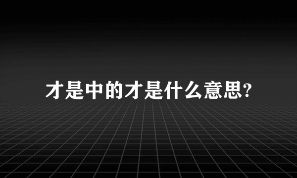 才是中的才是什么意思?