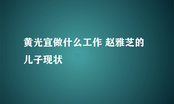 黄光宜做什么工作 赵雅芝的儿子现状