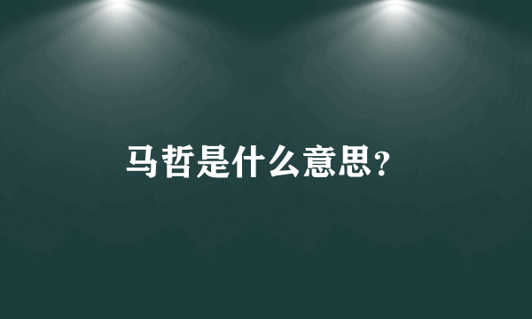 马哲是什么意思？